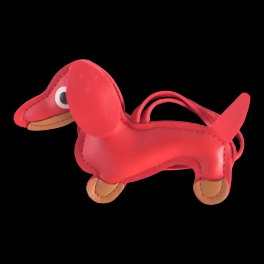 Dachshund Bag Charm Keychain Faux Leather Dog Mom Y2K Cottagecore Red NWT - Picture 4 of 11